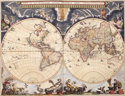 Wereldkaart uit de Blaeu Atlas door Joan Blaeu