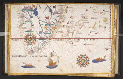 Een kaart van Afrika, ten zuiden van de evenaar, met een deel van de Indische Oceaan, uit 