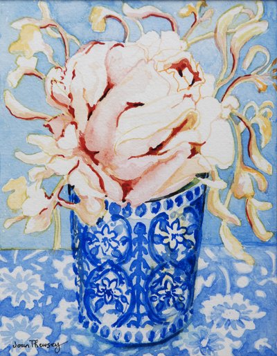 Roze Roos en Kamperfoelie, 2000 door Joan Thewsey
