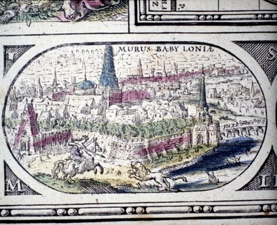 Voorstelling van de Zeven Wonderen van de Oudheid: de Tuinen van Babylon. in de Atlas van Jansson Jannsonius gedrukt in Amsterdam in 1630 door Joannes Jansson