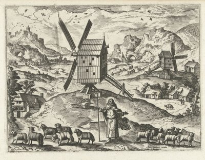 Landschap met Christus als Goede Herder door Joannes van Doetechum (I) (attributed to)