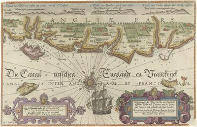 Kaart van de Engelse kust tussen het Isle of Wight en Dover door Joannes van Doetecum