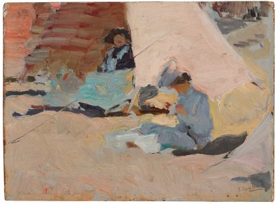 Het Strand, Biarritz door Joaquín Sorolla