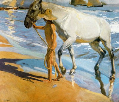 Het bad van het paard door Joaquín Sorolla