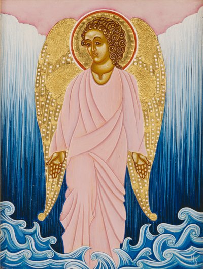Gabriël, Engel van het Water, 2004 (eitempera en 24k goud op hout) door Jodi Simmons