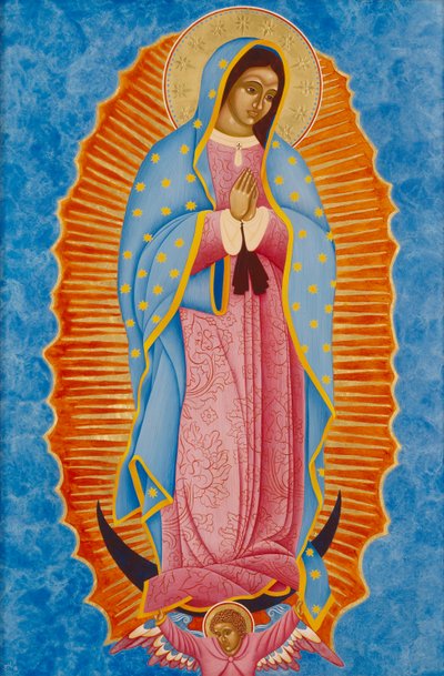 Guadalupe, 2005 (eitempera en 24k goud op hout) door Jodi Simmons