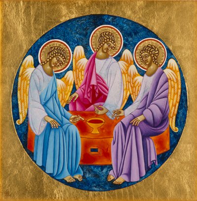 Heilige Drie-eenheid, 2005 (eitempera en 24k goud op hout) door Jodi Simmons