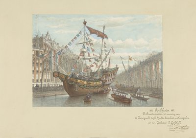 Versieringen op de Herengracht ter gelegenheid van de Aprilfeesten 1887 door Johan Adolph Rust