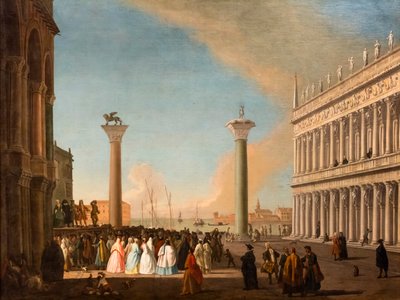 Gezicht op de Piazzetta, Venetië, ca. 1730-35 (Olieverf op doek) door Johan Anton Richter