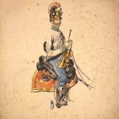 Een soldaat van het 5e Dragonderregiment, Prins Eugenius van Savoye 1840-50 door Johan Baptiste Heinefetter
