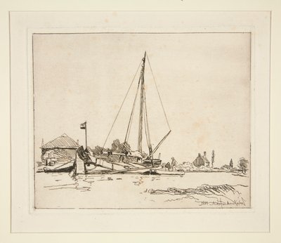 De aangemeerde boot door Johan Barthold Jongkind