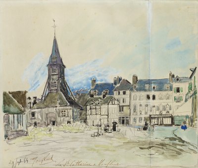 De Kerk van Sainte-Catherine, Honfleur, 1864 door Johan Barthold Jongkind
