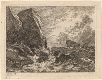 Noorse kust tijdens een storm door Johan Christian Dahl