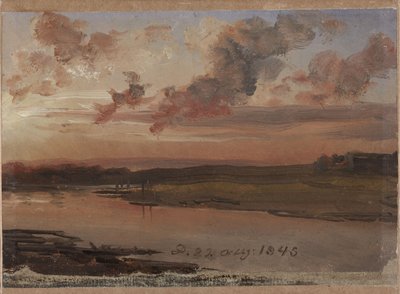 De Elbe in de avond door Johan Christian Dahl