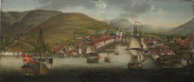 Uitzicht op de haven van Bergen door Johan Christian Dahl
