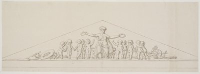 Ontwerp voor een fronton, symboliserend welvaart, met putti door Johan Christoph Petzold
