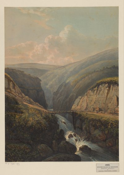 Gezicht op de rivier Brandas op Java door Johan Conrad Greive