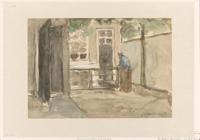 Gezicht op een Binnenplaats vanuit het Atelier van de Kunstenaar in de Kazernestraat te Den Haag door Johan Hendrik Weissenbruch