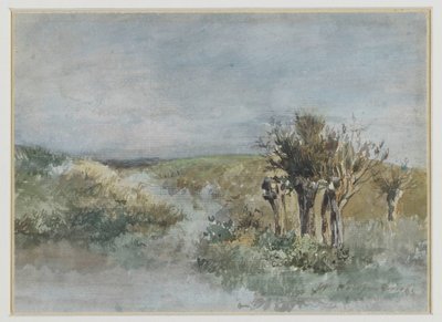 Landschap met knotwilgen langs een sloot door Johan Hendrik Weissenbruch