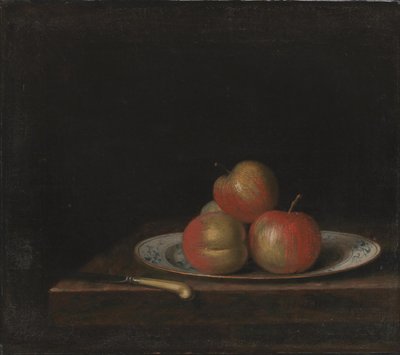 Stilleven met appels op een 