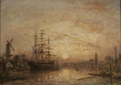Zonsondergang in Nederland door Johan Jongkind