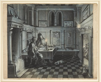 Christus en Nicodemus door Johan Keyll