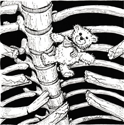Skeletachtige teddybeer door Johan Liewendahl
