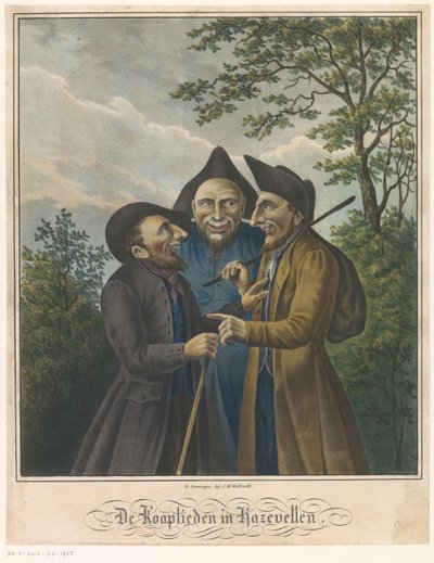 Drie joodse kooplieden door Johan Martin Billroth (possibly)