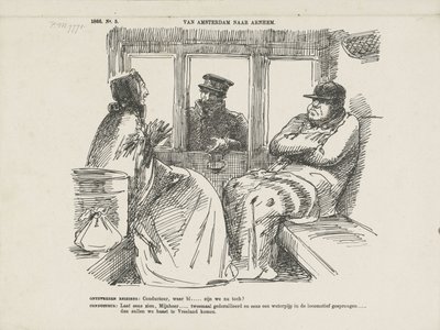 Spotprent op de vele ongelukken op de Rhijnspoorweg, 1866 door Johan Michaël Schmidt Crans