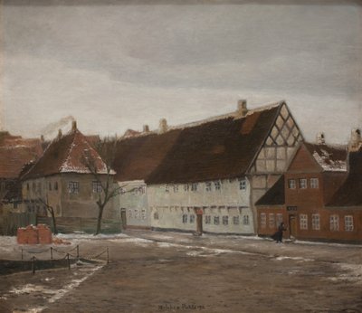 Winteravond in Ribe, Jutland door Johan Rohde