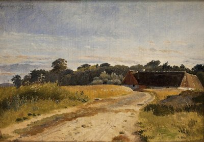 Een boerderij bij Lodskov nabij Vognserup Manor. Studie door Johan Thomas Lundbye