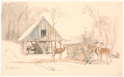 Voederhagen voor het Wild in Dyrehaven door Johan Thomas Lundbye
