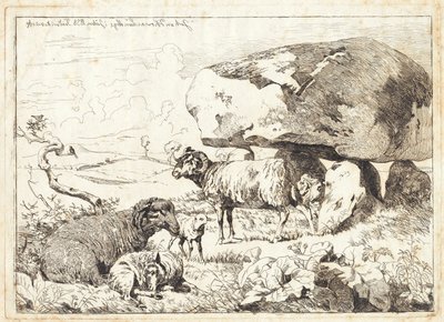 Schapen bij een grafheuvel door Johan Thomas Lundbye