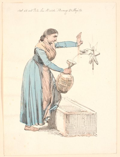 Italiaanse vrouw die water haalt bij een fontein door Johan Thomas Lundbye