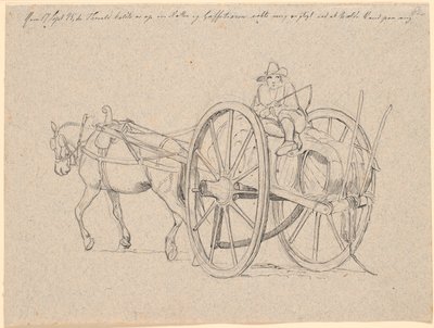 Italiaanse boer rijdt naar de stad met wijnvaten op zijn kar door Johan Thomas Lundbye