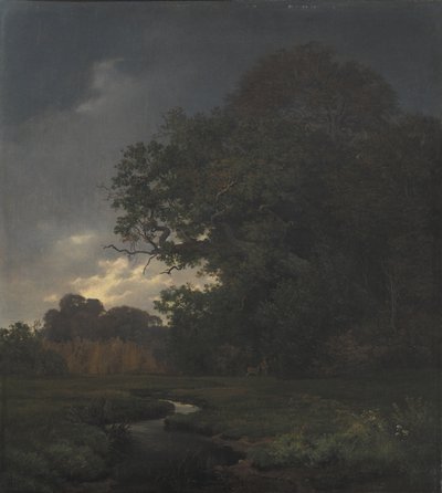 Landschap bij bewolkt weer. Late namiddag door Johan Thomas Lundbye