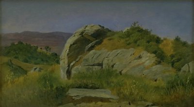 Landschap met Rotsen op de Voorgrond. Civitella, Italië door Johan Thomas Lundbye