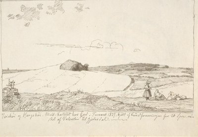 Landschap van Seeland. Op de achtergrond Vejrhøj, ingeplakt f.n. pagina 6 door Johan Thomas Lundbye
