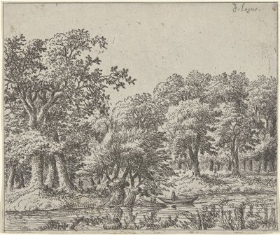 Landschap met boot door Johan de Lagoor