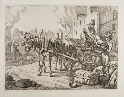 Kozakken die in een stad plunderen door Johann Adam Klein