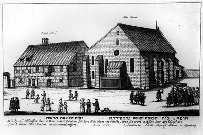 Nieuwe en Oude Joodse Scholen, Neurenberg, 1705 door Johann Alexander Boener