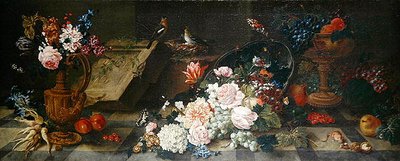 Stilleven met bloemen en fruit, c.1785-87 door Johann Amandus Winck