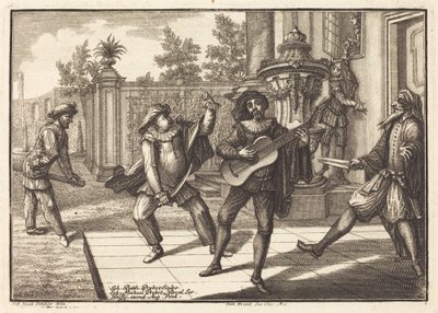 Scaramouche Leid Pantalon Af door Johann Balthasar Probst after Johann Jacob Schübler