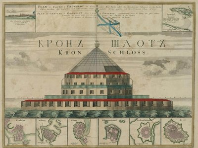 Plan van het Kronstadt-fort, 1750 door Johann Baptista Homann
