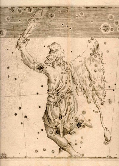 Uranometria (1661) toont het sterrenbeeld Orion door Johann Bayer