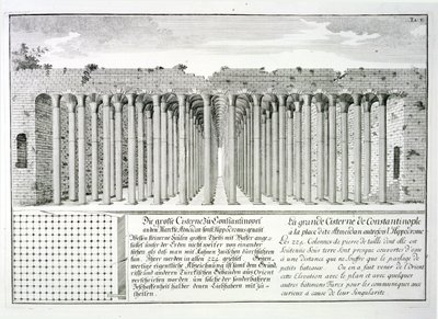 Cisterne onder het Hippodroom, Constantinopel, Turkije, uit 
