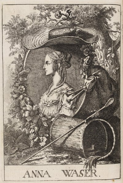 Anna Waser door Füssli, 1757 door Johann Caspar Füssli