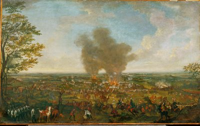 De slag bij Hochkirch ... (schilderij op doek) door Johann Christian Brand