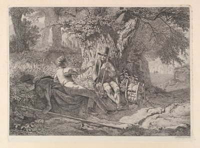 De kunstenaar, rustend met zijn gids door Johann Christian Erhard