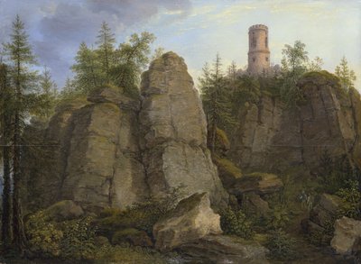 Klingstein, porfiergesteente bij Aussig door Johann Christian Klengel